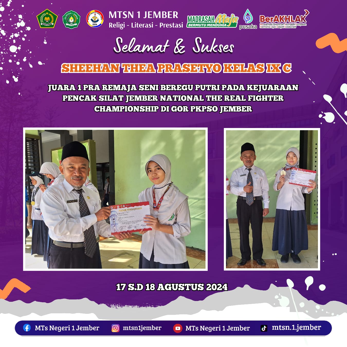 SISWI MATASA RAIH JUARA 1 PENCAK SILAT BERGENGSI