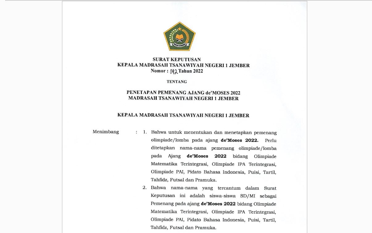 Pemenang De Moses 2022
