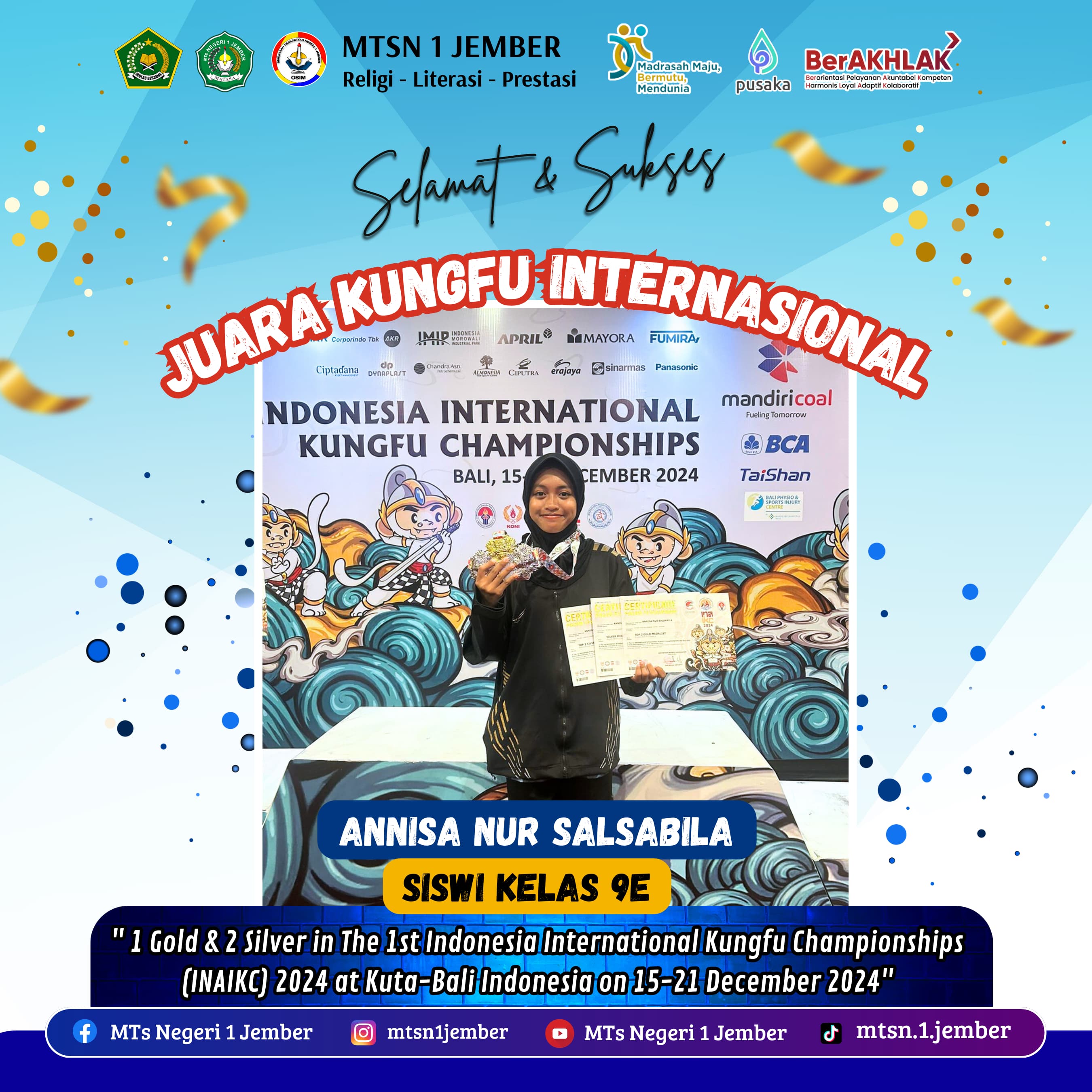 SISWI MATASA JEMBER JUARA KUNGFU TINGKAT INTERNASIONAL
